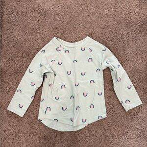 🌼5/$10🌼Cat & Jack mint green Long Sleeve Shirt with Rainbow Accents 3t